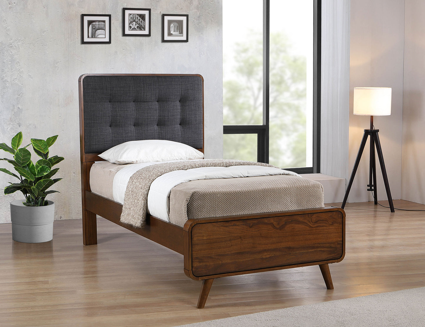 Robyn Wood Twin Platform Bed Dark Walnut