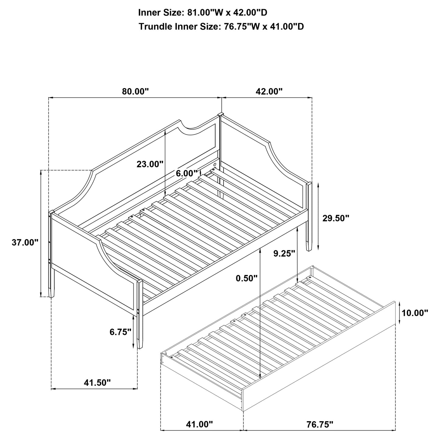 Redding Wood Twin Daybed With Trundle Cherry