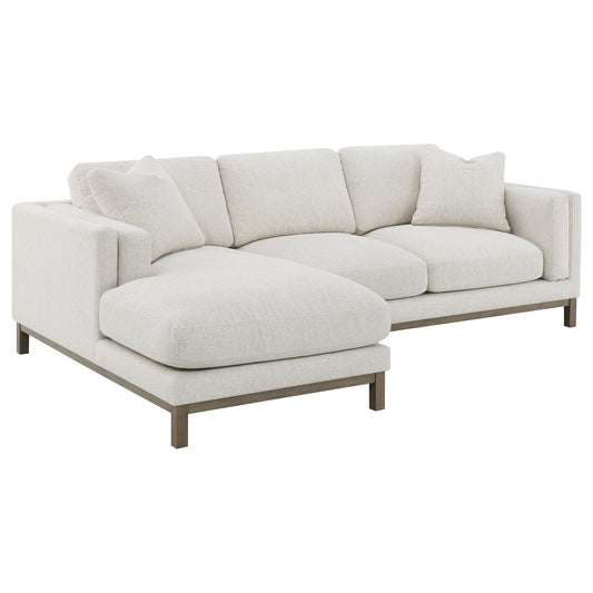 Geneva Boucle Upholstered Sectional Chaise Sofa Sand