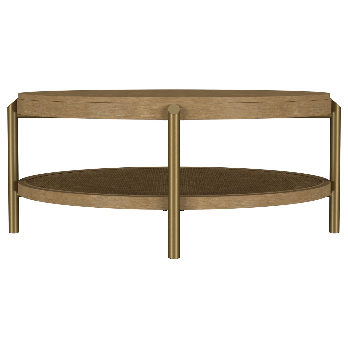 Arini Round Coffee Table With Storage Shelf Sand Wash