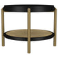 Arini Round End Side Table With Storage Shelf Black