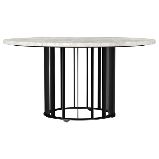 Haven Round Genuine White Marble Top Coffee Table Black