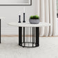 Haven Round Genuine White Marble Top Coffee Table Black