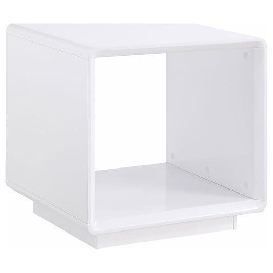 Paseo Square End Side Table White High Gloss