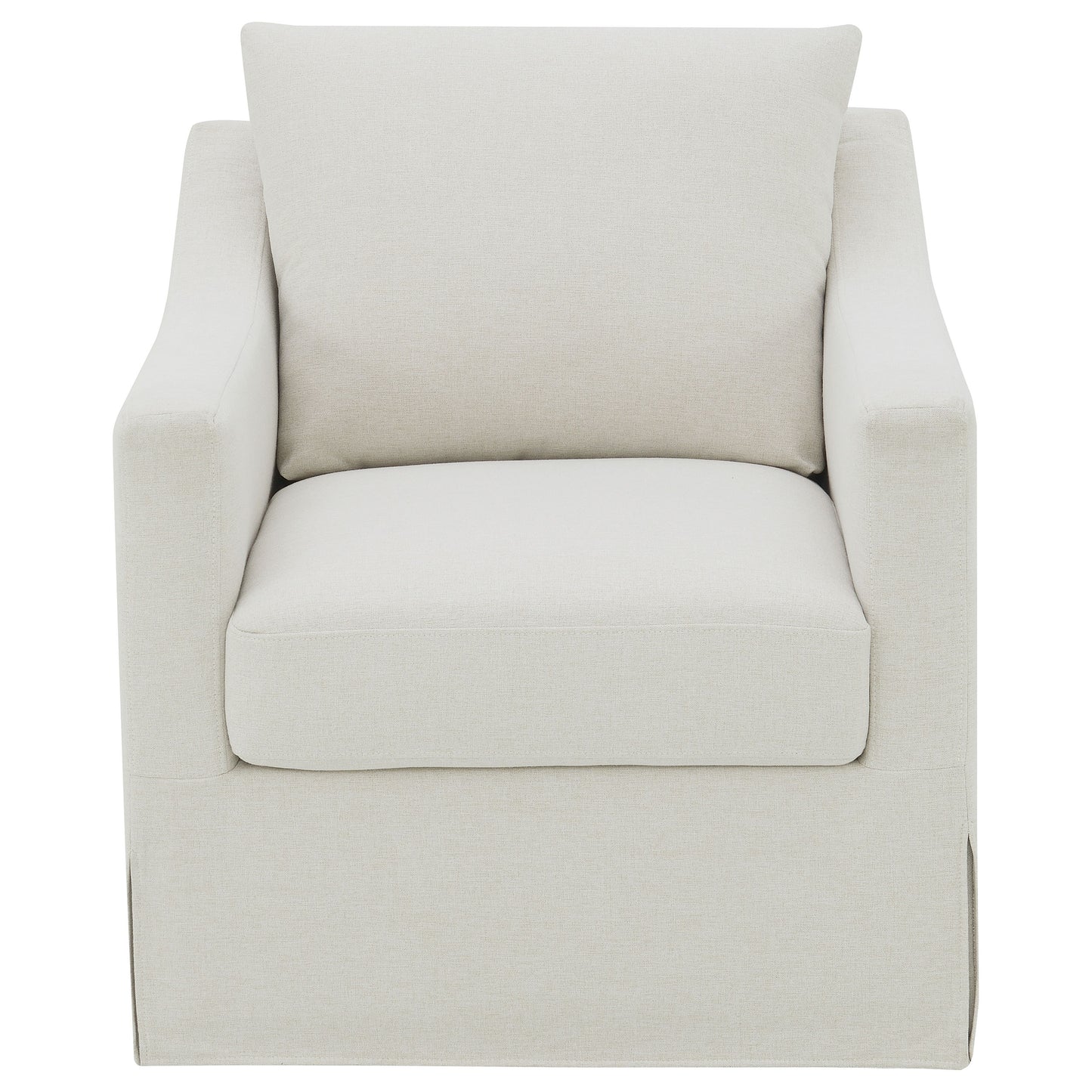 Winter Upholstered Sloped Arm Accent Swivel Chair Beige