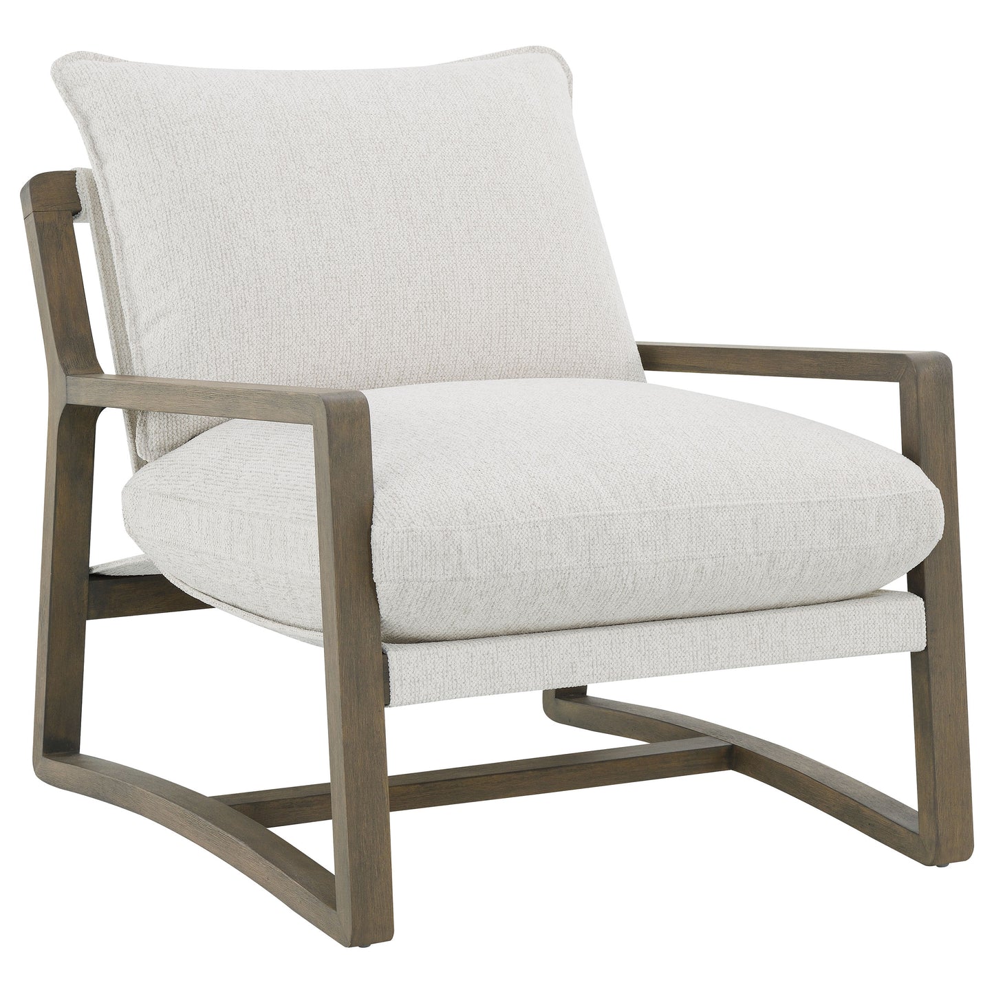 Geneva Boucle Upholstered Wood Arm Accent Chair Sand