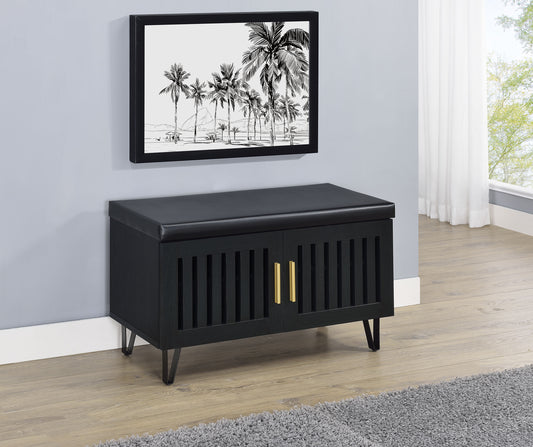 Addie 2-door Padded Entryway Shoe Storage Bench Black