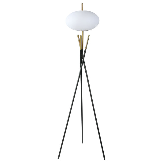 Layton White Orb Shade Tripod Floor Lamp Black