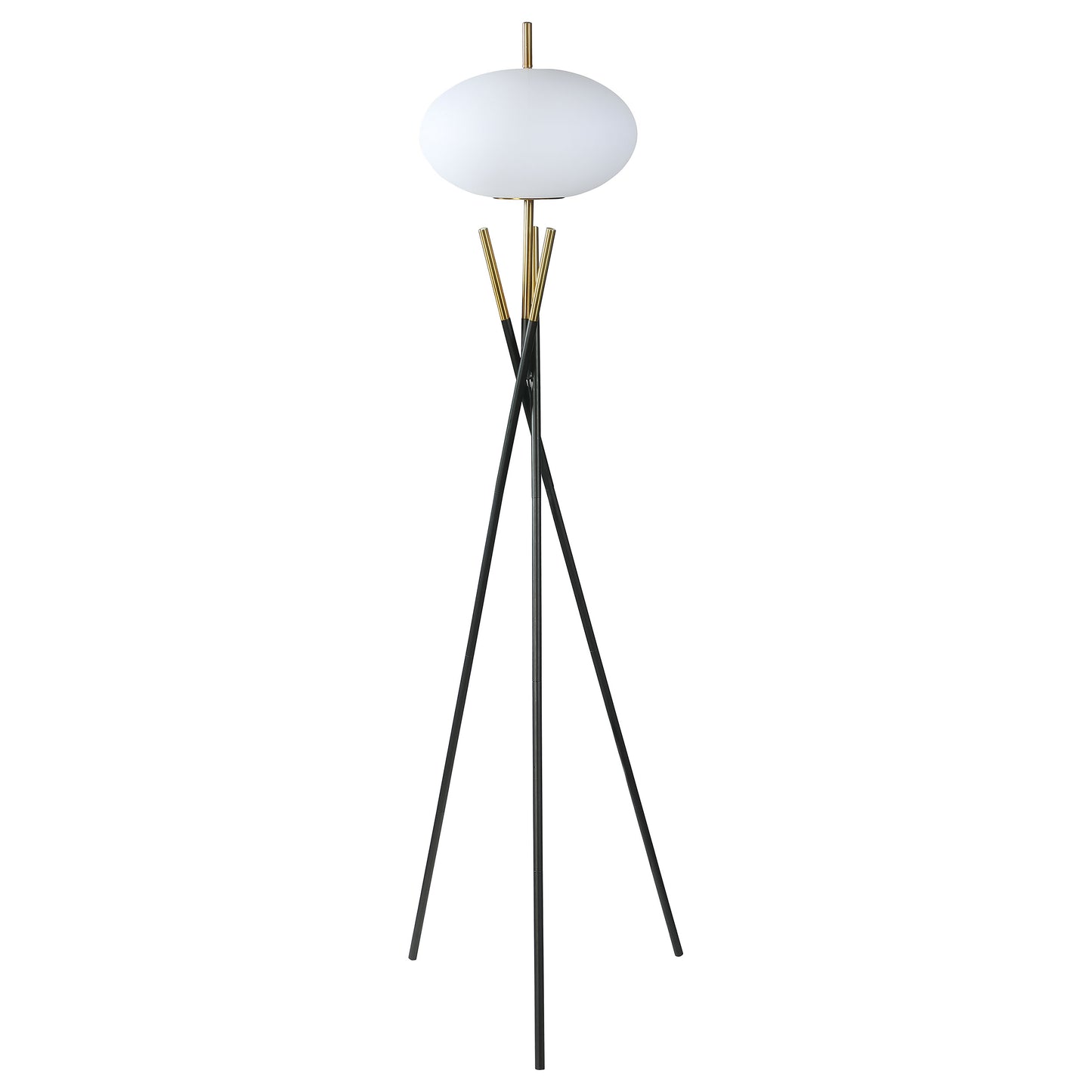 Layton White Orb Shade Tripod Floor Lamp Black