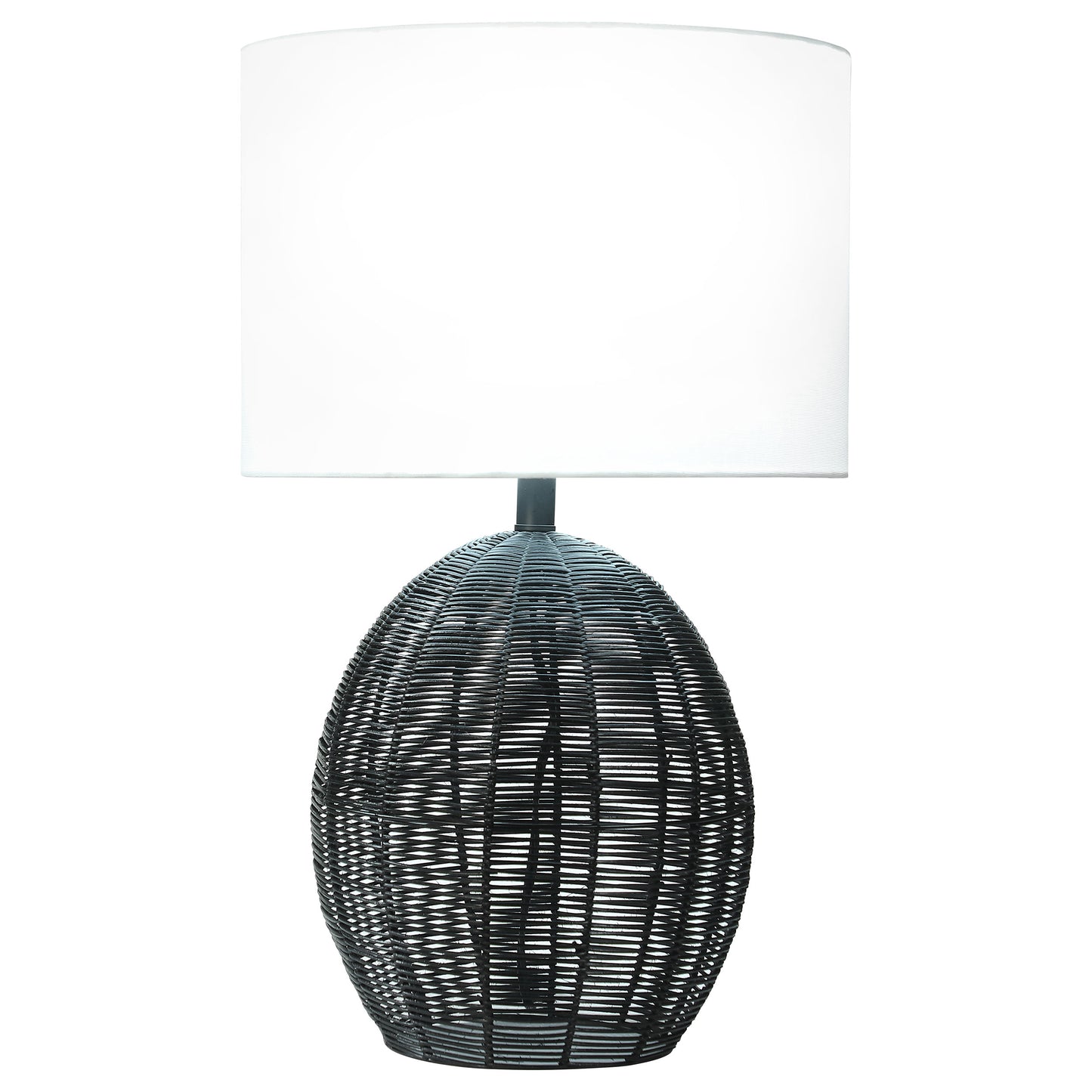 Indio Drum Shade Handwoven Rattan Table Lamp Black