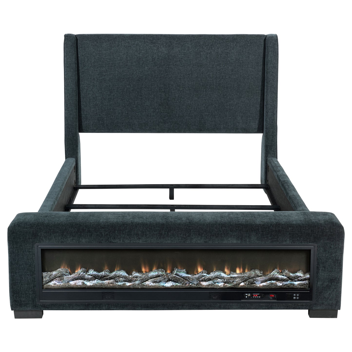 Preston Upholstered California King Audio Flame Visualizer Bed Blue