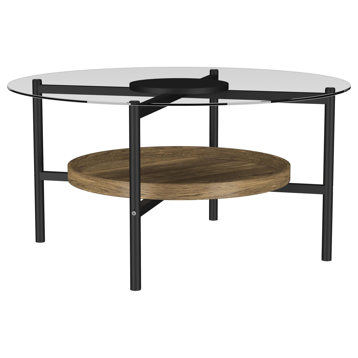 Delfin 2-piece Round Coffee and End Table Set Brown