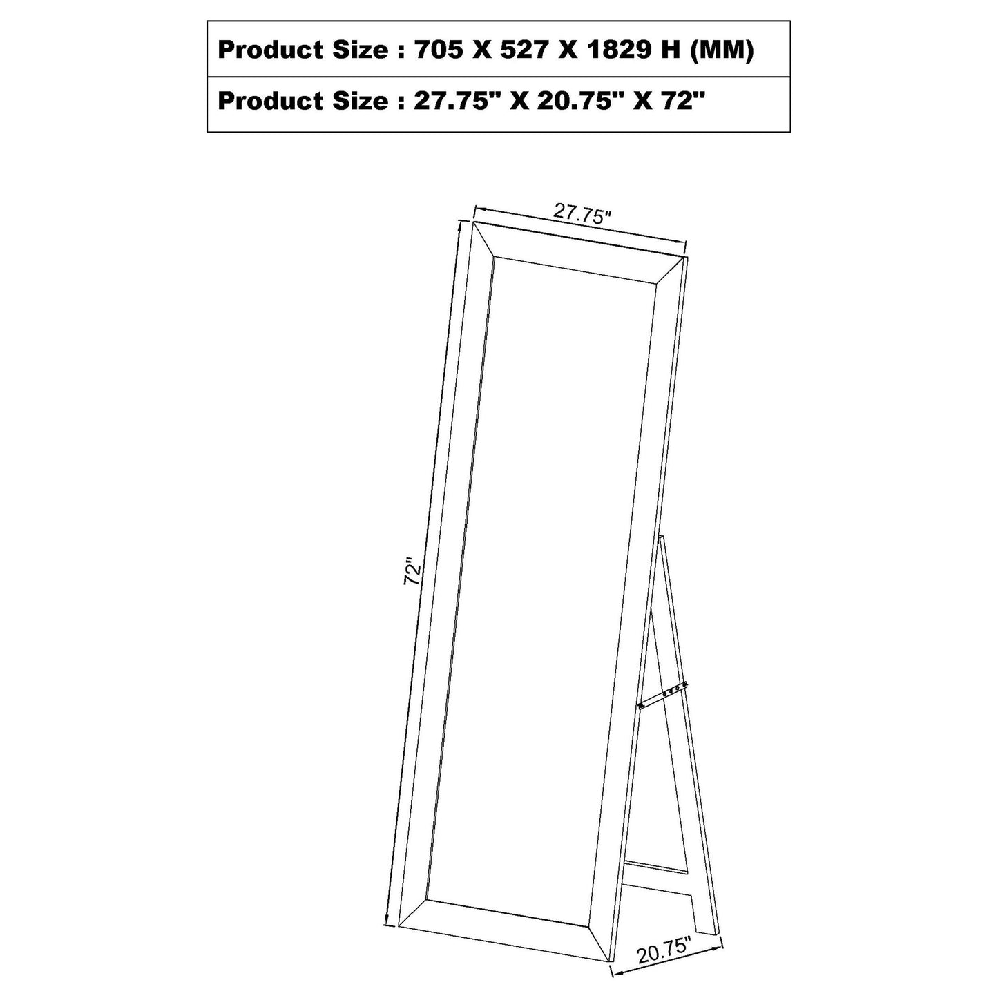 Cadence Tempered Glass Full Length Mirror Grey Washed Oak