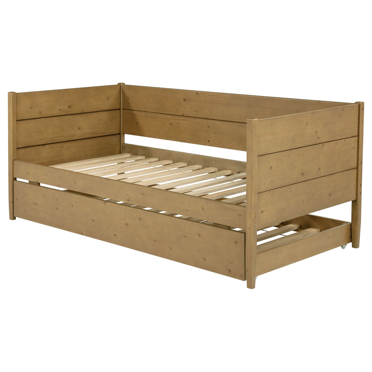 Calinda Wood Twin Daybed With Trundle Natural