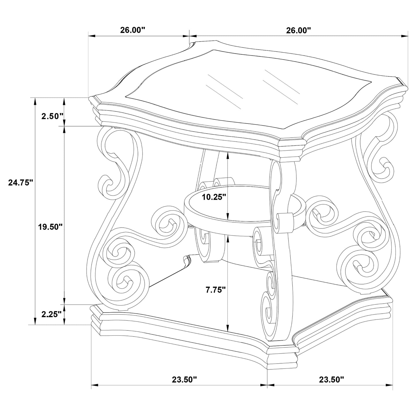 Laney 1-shelf Glass Top Rectangular End Table Deep Merlot