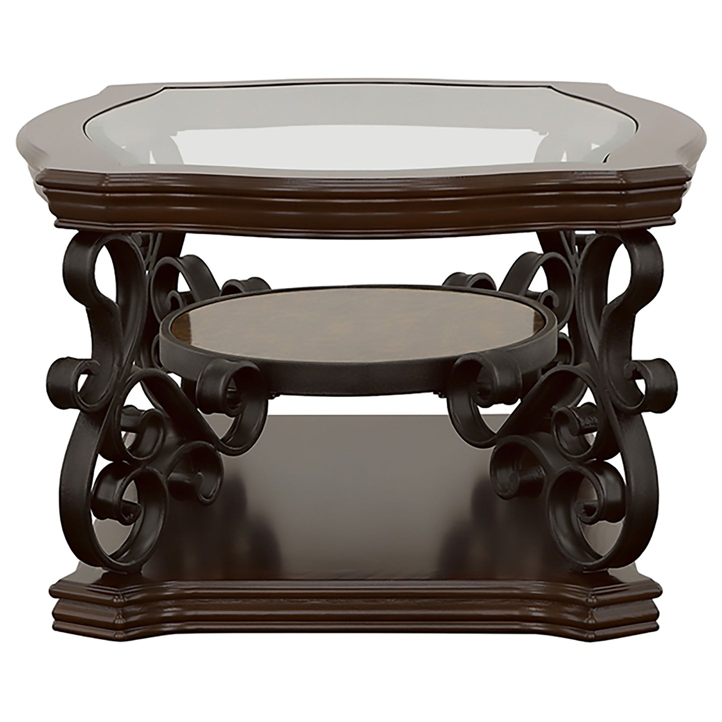 Laney 3-piece Glass Top Coffee and End Table Set Dark Merlot