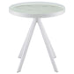 Briggs Round Marble Printed Glass Top End Side Table White