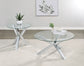 Kenzie Round Tempered Glass Top Cocktail Coffee Table Chrome