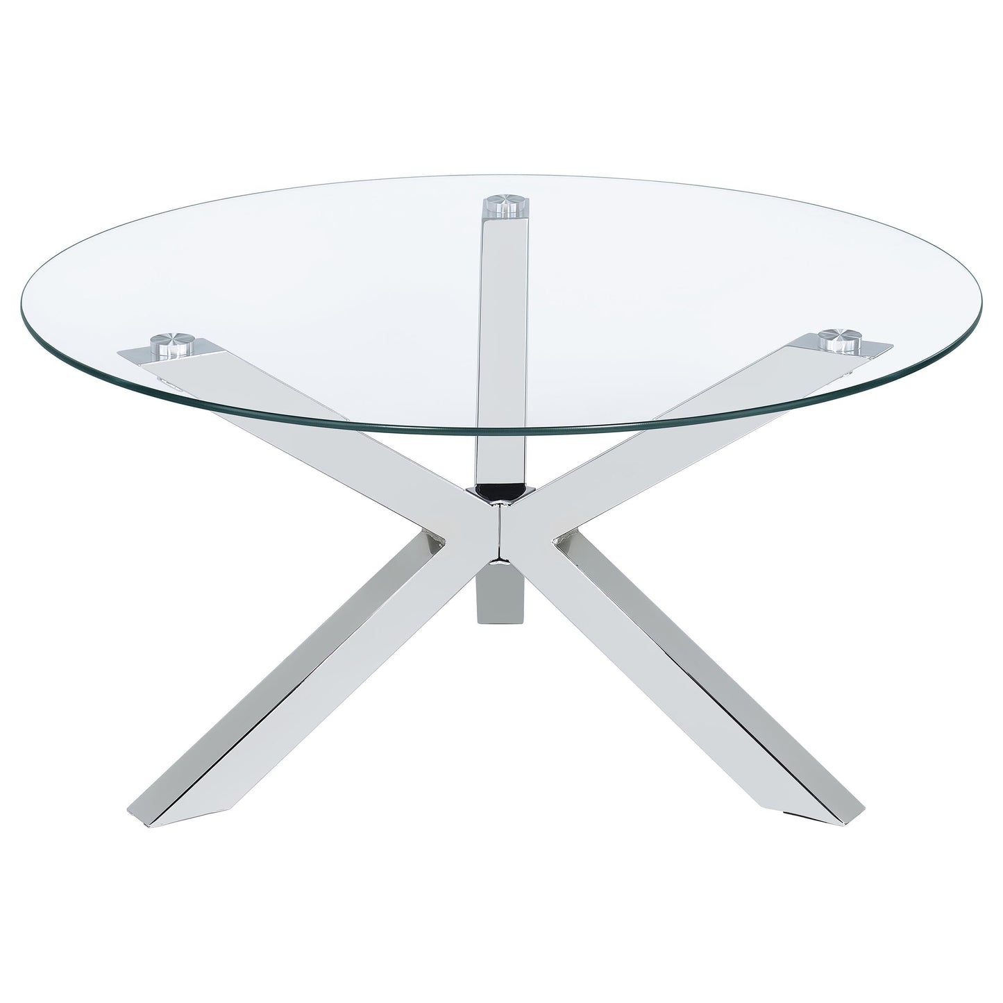 Kenzie 2-piece Round Coffee and End Table Set Chrome