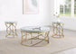 Elise 3-piece Round Mirror Top Coffee and End Table Set Gold