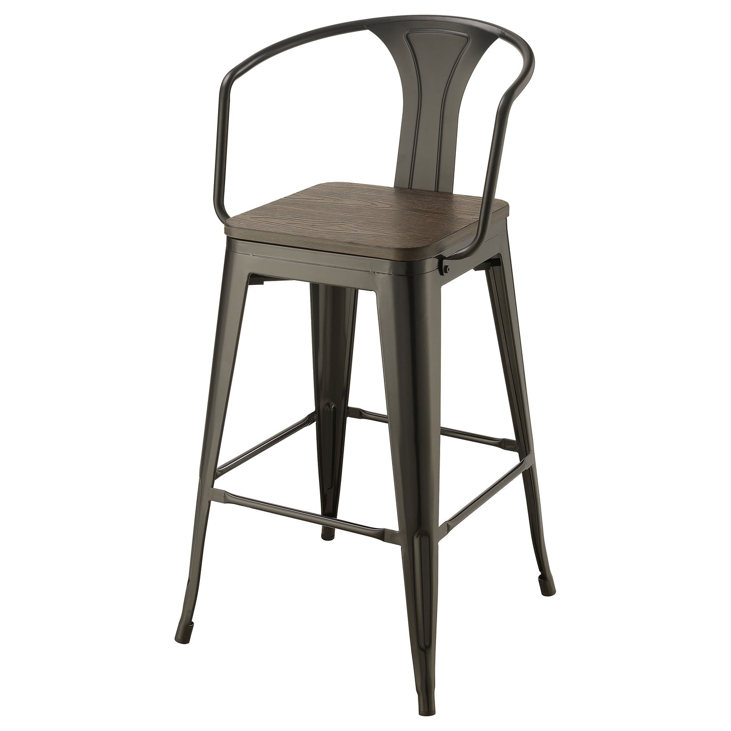 Cavalier Metal Bar Chair Dark Elm and Matte Black (Set of 2)