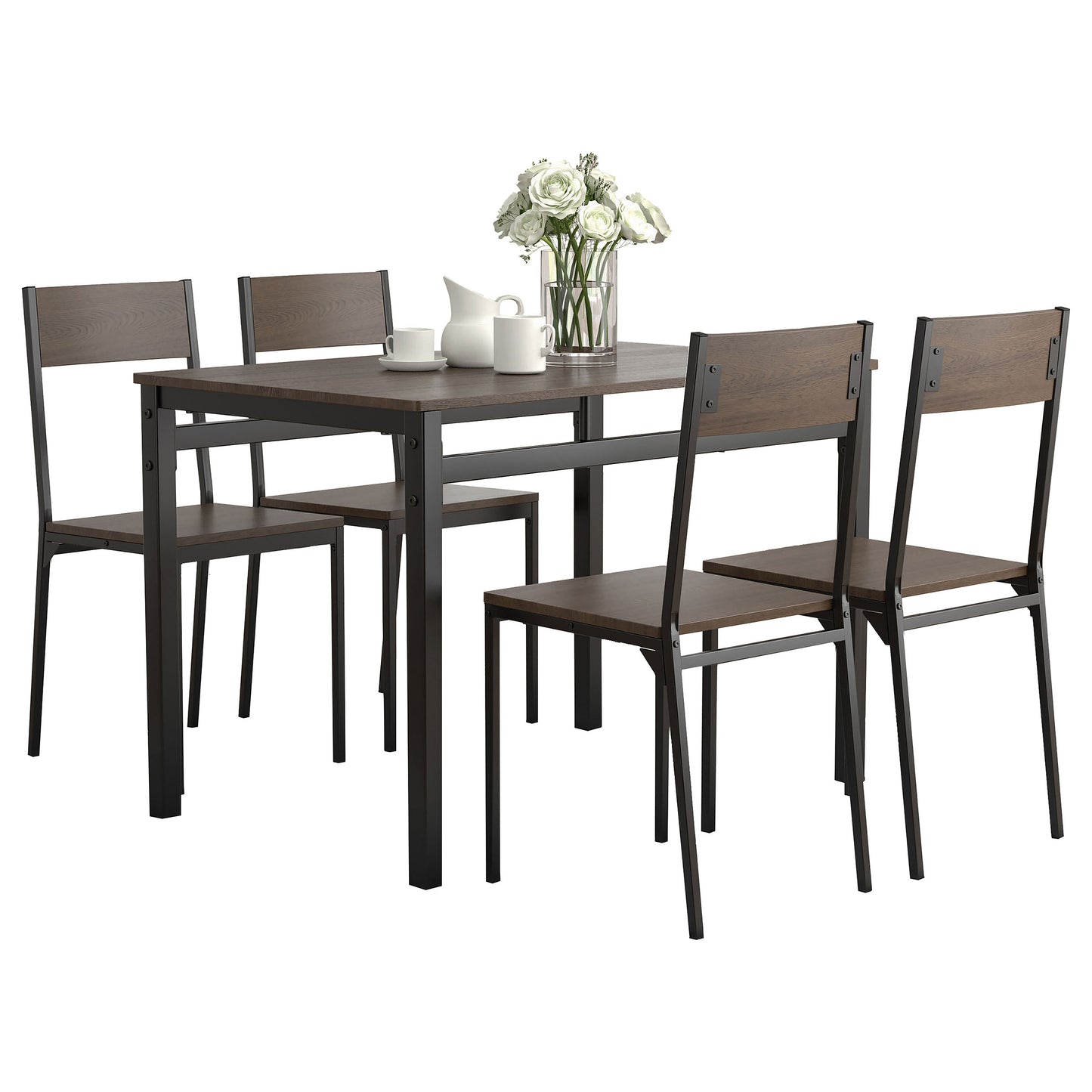 Lana 5-piece Rectangular Dining Set Dark Brown and Black