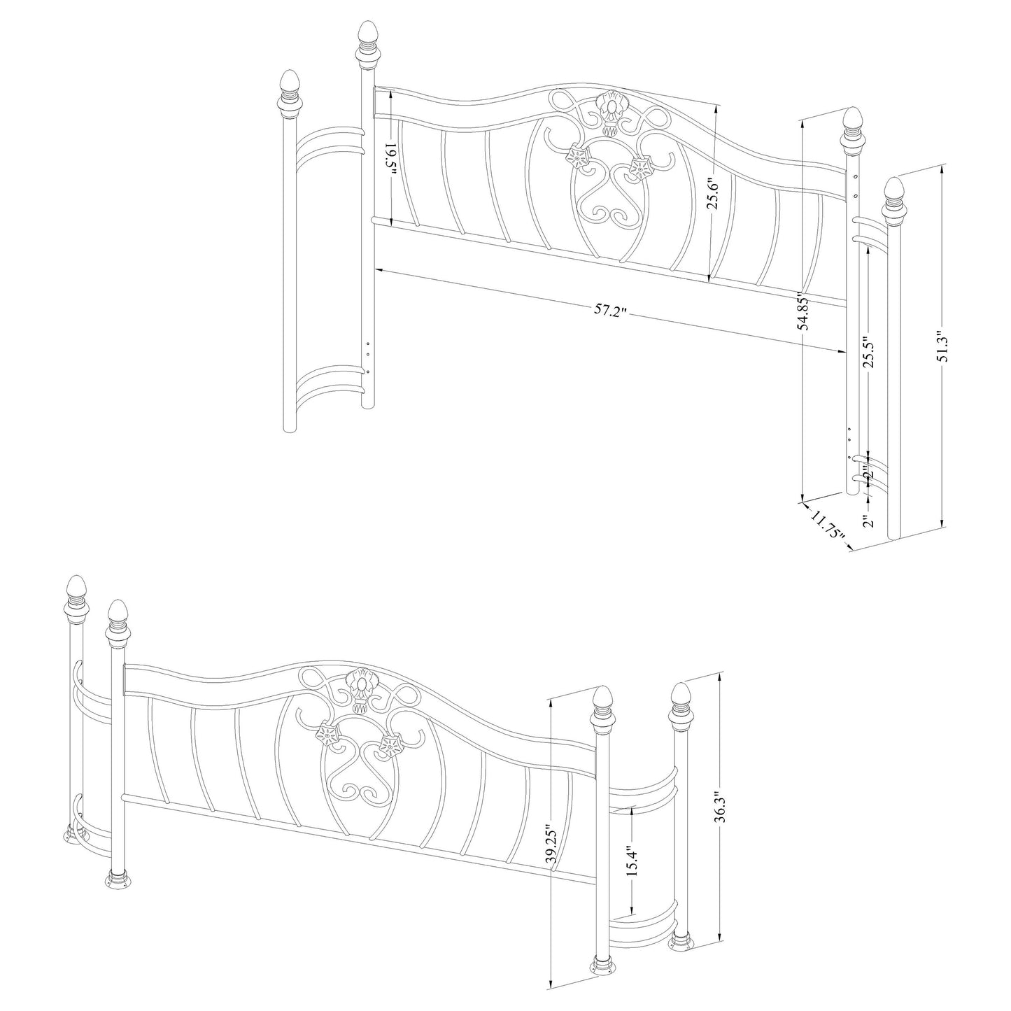 Sydney Queen Headboard and Footboard Brushed Gold