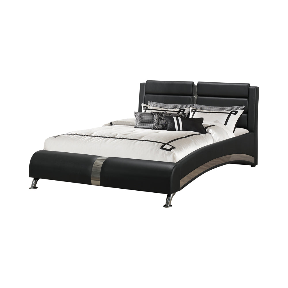 Jeremaine Upholstered California King Sleigh Bed Black