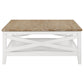 Hollis Square Wood Coffee Table With Shelf Brown and White