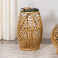 Dahlia Round Glass Top Woven Rattan End Table Natural