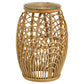 Dahlia Round Glass Top Woven Rattan End Table Natural