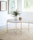 Ellison Round Marble Top Coffee Table White and Gold