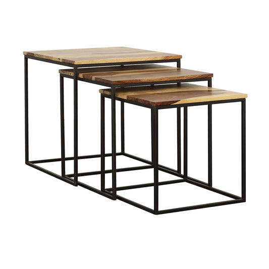 Belcourt 3-piece Square Nesting Tables Natural and Black