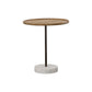 Ginevra 24" Wood Top Marble Base Table Natural and White