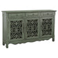 Madeline 3-drawer Scrollwork Accent Cabinet Antique Green