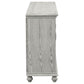 Melanie 4-door Wood Trellis Accent Cabinet Distressed White