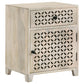 August 1-drawer Trellis Pattern Storage Cabinet White Washed